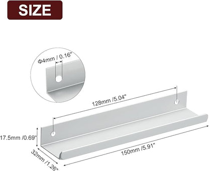uxcell Cabinet Finger Edge Pull, 3pcs 150mm / 5.91" Aluminum Alloy Back Mount Hidden Cabinet Pulls Concealed Handle for Home Kitchen Drawer Cabinet, Silver