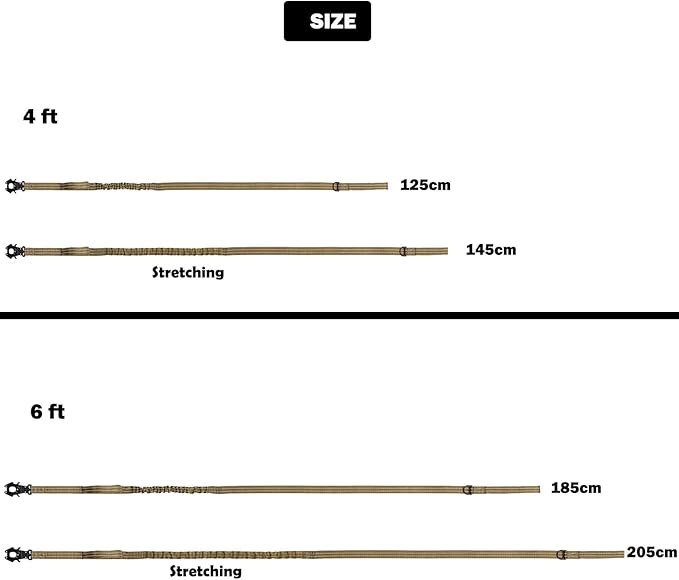 ICEFANG Tactical Dog Leash,K9 Training Walking Bungee Lead with 2 Control Handle,Heavy Duty Quick Release Metal Clasp,Hands Free D-Ring for Medium Large Dogs (4ft,Reflective Brown)-Mewly Pet