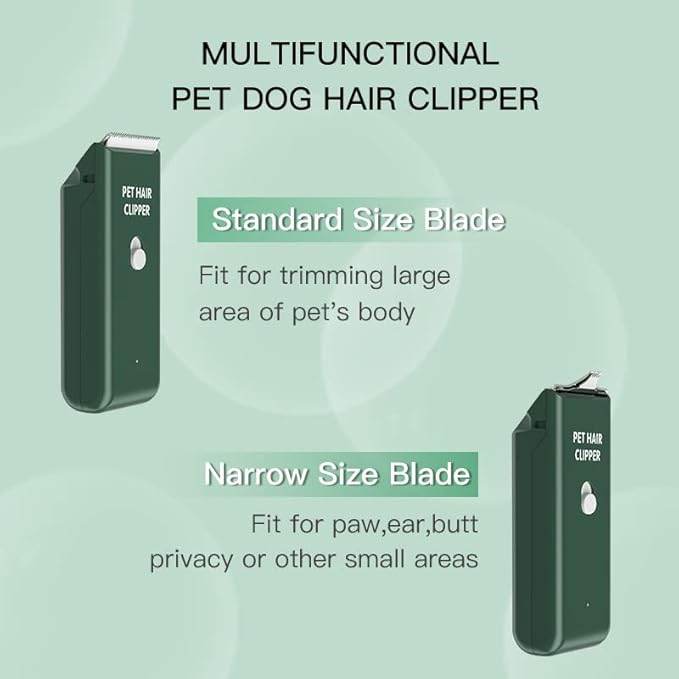 Feet Hair Trimmer, Dog Clippers,Quiet Washable USB Rechargeable Cordless Dog Grooming Kit,Electric Pets Hair Trimmers Shaver Shears for Dogs and Cats Green-Mewly Pet