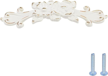 6Pcs European Rose Cabinet Pull Handles Decorative Pastoral European Style Handle Pull Vintage Flower Drawer Pull Vanity Nightstand Cupboard Knob Wardrobe Pull Handles, Zinc Alloy, 3.78"