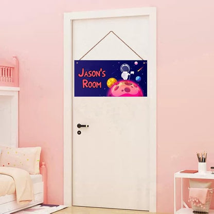 Personalized Universe Sign Aerospace Stars Themed For Kids Room Door Art Decor For Little Man Cave,Custom Name Astronaut Wall Decor Decorative Plate for Boys Girls Bedroom