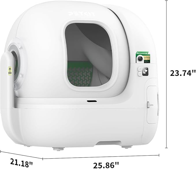 PETKIT 2025 Purobot Max Pro AI-Camera Self Cleaning Cat Litter Box, 210° Wide Angle Lens Night Vision Cat Facial Recognition Automatic Litter Box with 5G WiFi App Control Odor-Free-Mewly Pet