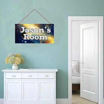 Personalized Sign Galaxy Stars Themed Bedroom Decor Fantasy Sign for Kids Room Outer Space Decor for Boys Room Nursery Wall Decorations Stuff For Little Man Cave