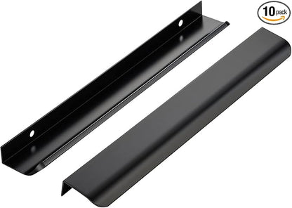 Ravinte Hardware 10 Pack Black Cabinet Handles, 11.8 Inch (300mm) Finger Edge Pulls, 8.8 Inch Hole Center, Finger Pulls for Cabinets