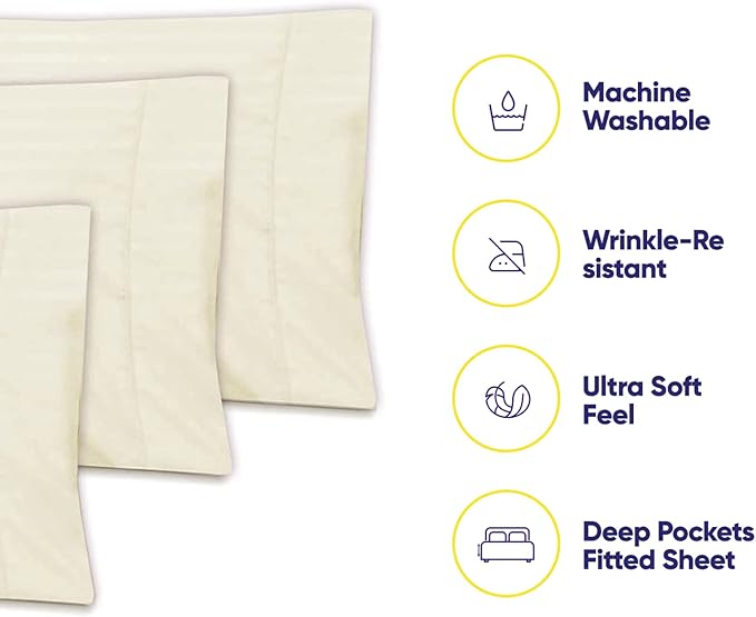 Cal King Size Bed Sheets - 6 Piece 1500 Supreme Collection Fine Brushed Microfiber Deep Pocket California King Sheet Set Bedding - 2 Extra Pillow Cases, Great Value, California King, Dobby Beige