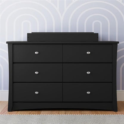 Storkcraft Crescent 6-Drawer Dresser (Black) – GREENGUARD Gold Certified, Black Dresser for Bedroom, Kids & Nursery Storage Chest, Safety Interlocking Drawers, Pre-Installed Tracks, Kids Chest