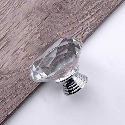 Joyhey 2 Pack 40 mm Diamond Shaped Glass Crystal Knobs with 3 Size Screws for Cabinet, Drawer, Cupboard, Dresser