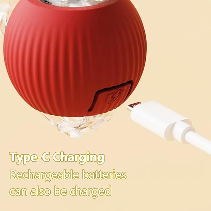 Interactive Cat Toys Ball for Indoor Cats, Auto Moving Cat Toys Interactive Motorized Electric Rolling Ball with Motion Sensor, Indoor Cats to Reduce Boredom (Red)-Mewly Pet