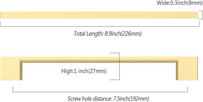 Asidrama 10 Pack 7.5 Inch(192mm) Brushed Gold Kitchen Cabinet Handles, Cabinet Pulls Kitchen Cabinet Hardware for Cupboard Drawer Pulls
