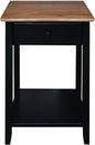 Casual Home Owl Night Stand with USB Port Charging Station and Drawer, 17.5" W x 14.25" D x 24.5" H, Walnut Black