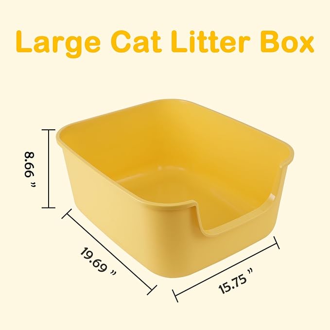 Large Cat Litter Box with High Sides,Cat Boxes for Indoor Cats,Cat Litter Pan for Kitty,Litter Box with Low Entry,Easy to Clean,Anti-Splashing (Green)-Mewly Pet