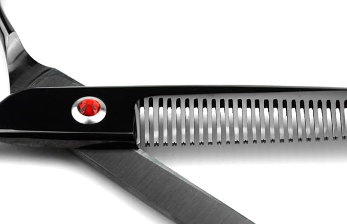 LILYS PET Professional PET Grooming scissors Kit,Coated Titanium,Sharp and Strong Stainless Steel Blade for Dogs Cats Hair Cutting,3 Pieces of Scissors with a Comb and a Case (7.5 inches, Black)-Mewly Pet