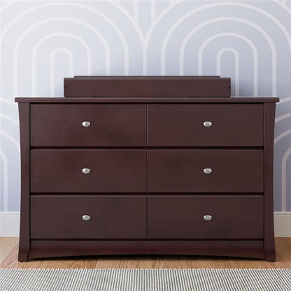 Storkcraft Crescent 6-Drawer Dresser (Espresso) – GREENGUARD Gold Certified, Brown Dresser for Bedroom, Kids & Nursery Storage Chest, Safety Interlocking Drawers, Pre-Installed Tracks, Kids Chest