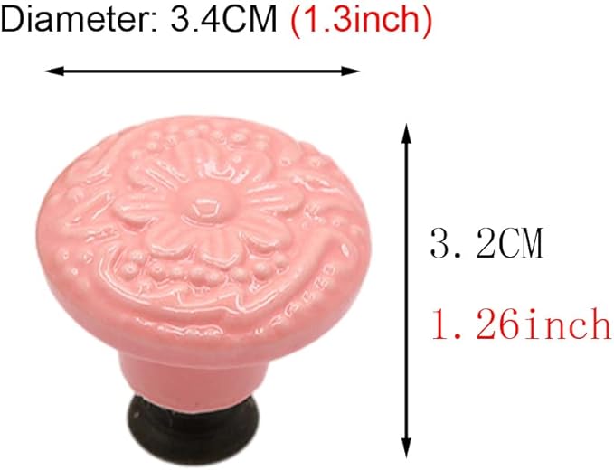 HUAMULAN 15 PCS Cabinet Knobs Glossy Ceramic Dresser Mushroom Table Drawer Cupboard Pull Furniture DIY Wardrobe Solid Color Vintage Handle,with 3 Size Mounting Screws