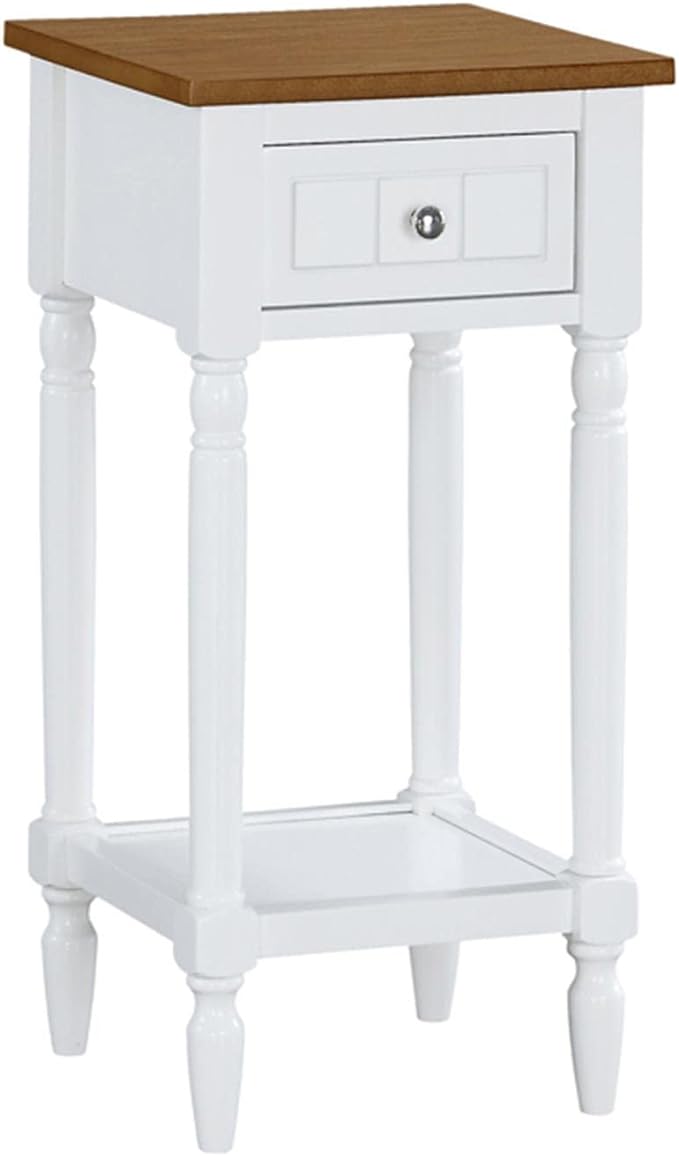 Convenience Concepts French Country Khloe 1 Drawer Accent End Table 14" - Traditional Farmhouse Side Table with Storage Drawer and Shelf for Living Room, Driftwood/White