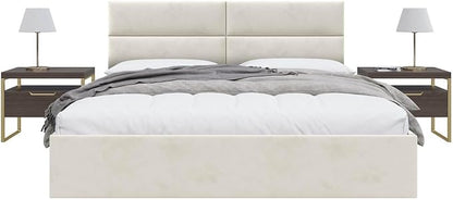 Vänt Upholstered Wall Panels - King/Cal King Size Wall Mounted Velvet Headboards - Velvet Ivory - Twin/King - Set of 4 Panels (Each Individual Panel 39"x11.5")