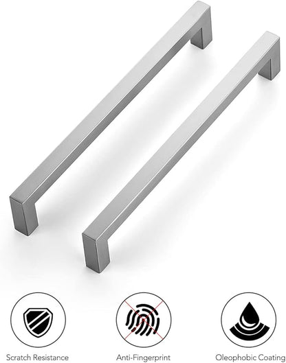 Ravinte 3 Pack 8 Inch Square Cabinet Handles - Satin Nickel & Brushed Nickel Drawer Pulls - Kitchen Cabinet Hardware