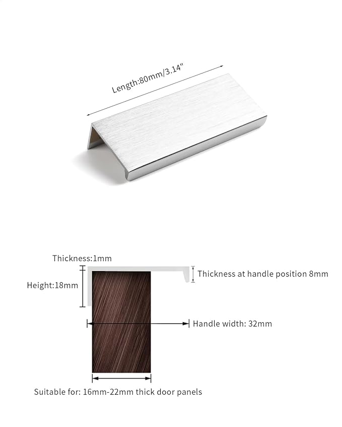 5 Pack 3 inch self Adhesive Cabinet pulls Silvery Finger pulls for cabinets Stick on Handles Concealed Cabinet Handles Edge pulls for Drawer Pull Seam Drawer Flat