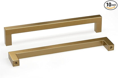 goldenwarm 10 Pack Champagne Bronze Cabinet Pulls Bronze Cabinet Pulls 7-1/2in Champagne Drawer Handles Brushed Gold Drawer Handles Square Kitchen Dresser Hardware for Dresser Bedroom