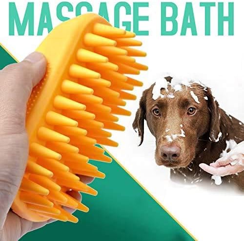 Pet Silicone Shampoo Brush for Long & Short Hair Medium Large Pets Dogs Cats,Shower Wash Curry Brush,Dog hair Products Accessories Dog Back Massage for Long & Short Hair Small Large Pets Dogs(Green)-Mewly Pet