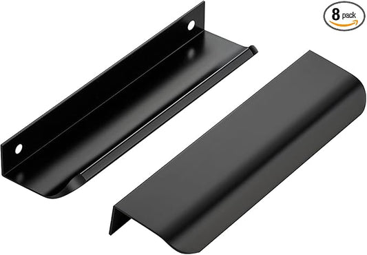 Ravinte Hardware 8 Pack Black Cabinet Handles, 5.9 Inch (150mm) Finger Edge Pulls, 5 Inch Hole Center, Finger Pulls for Cabinets