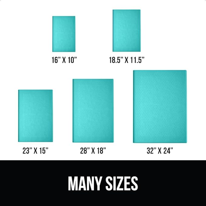 GORILLA GRIP 100% Waterproof Raised Edge BPA Free Silicone Pet Feeding Mat, Dog Cat Food Mats Contain Spills Protects Floors, Placemats for Cats and Dogs Water Bowl, Pets Accessories 16x10, Turquoise-Mewly Pet