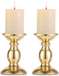 2 Pcs Gold Pillar Candle Holders, Gold Candlestick Most Ideal for 3" Pillar Candles, Gifts for Wedding, Party, Home, Spa, Reiki, Votive Candle (2 x S)