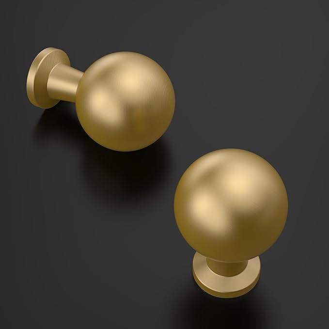 Amerdeco 10 Pack Champagne Bronze Cabinet Knobs Single Hole Cabinet Pulls Round Kitchen Cabinet Knobs Solid Drawer Knobs Dresser Knobs and Pulls for Bathroom Cabinets ZH0041