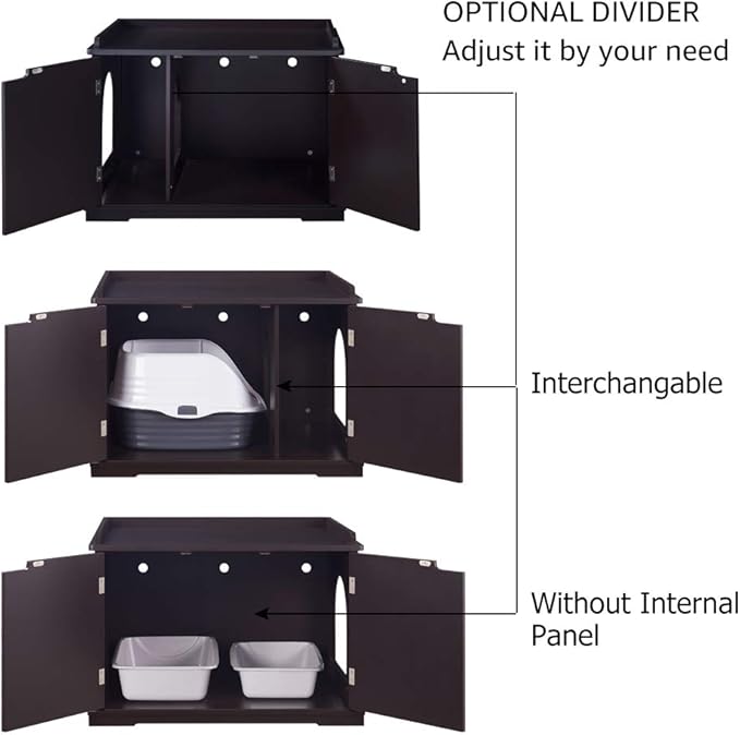 unipaws Cat Litter Box Enclosure Furniture, Cat Washroom, Hidden Litter Box Cover, Cabinet for Large Cat, Dog Proof Cat Litter Boxes, Hideaway Litter Box, Cat House-Mewly Pet