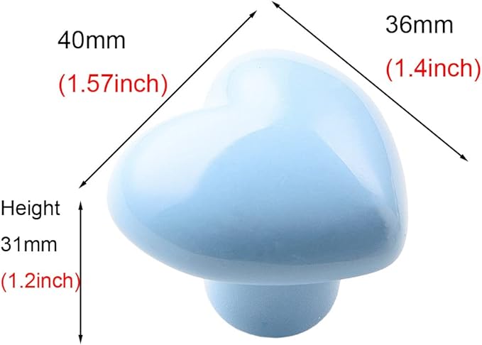 HUAMULAN 15PCS Glossy Ceramic Knobs Heart Shape Cabinet Dresser Pulls Door Handles Cupboard Wardrobe Drawer,Blue