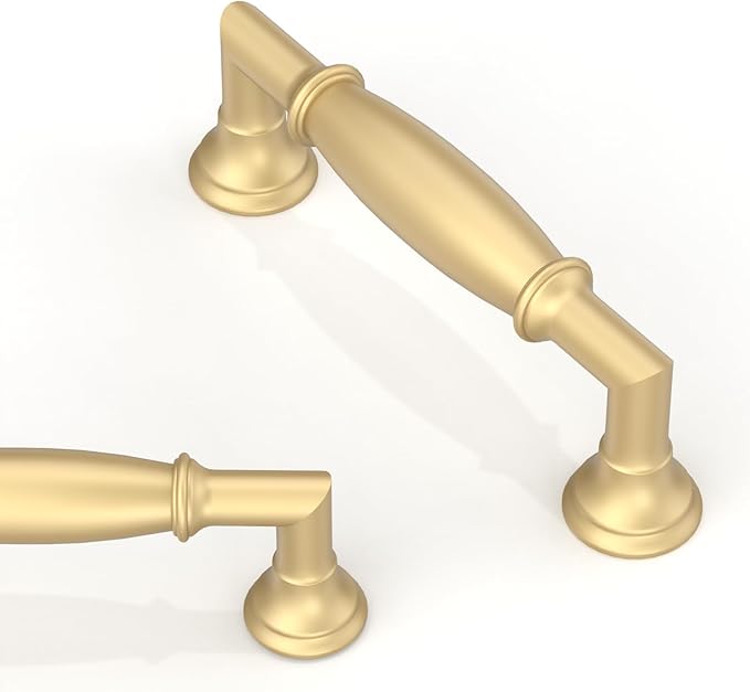 10 Pack Brushed Gold Cabinet Pulls 3 Inch(76mm) Kitchen Cabinet Handles Solid Zinc Alloy Cabinet Hardware Drawer Pulls