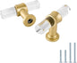 LONTAN 12 Pack Acrylic Kitchen Cabinet Knobs Gold Drawer Knobs Modern T Bar Clear Cabinet Door Handles White Kitchen Hardware for Dresser Bathroom,Zinc Alloy Base