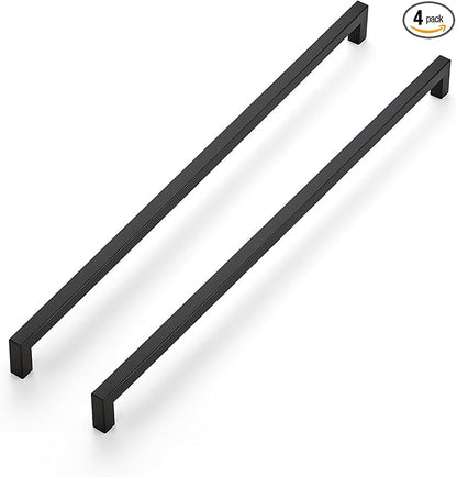 JOY DECOR 4 Pack Cabinet Handles, Black Cabinet Pulls, 18 Inch Kitchen Closet Handles Square Drawer Pulls Stainless Steel Drawer Hardware, 458mm Hole Centers