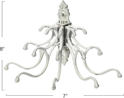 Creative Co-Op Antique Decorative Cast Iron Multi Hook Wall Hanger with 15 Hooks, Distressed White