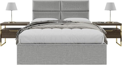 Vänt Upholstered Wall Panels - Queen/Full Size Wall Mounted Headboards - Metallic Silver - Set of 4 Panels (Each Individual Panel 30"x11.5")