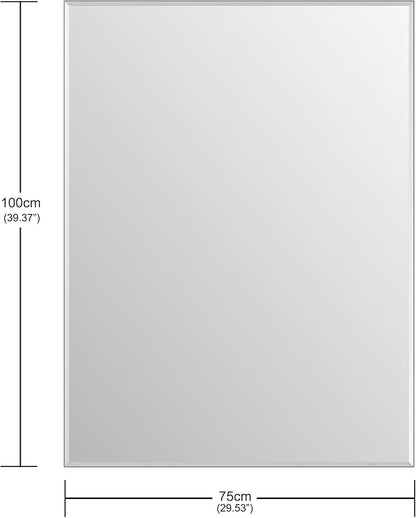 Ruomeng Wall Mirror Bathroom Mirrors for Wall 40" x 30", Frameless Rectangle Mirror with Beveled Edge Wall Mounted Mirror for Vanity and Entryway