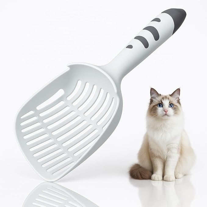 Cat Scooper for Litter Box, Cat Litter Scoop, Kitty Litter Scoop, Cat and Dog Poop Collector, Pet Litter Sifter, Cute Handle, Cat Litter Scooper with Holder for Various Litter Boxes-Mewly Pet