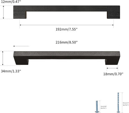 Black Square 7-1/2in 8 pcs Wooden Drawer Pulls Handle pulls for cabinets Kitchen Cabinet Drawer pulls Cabinet Door Pull