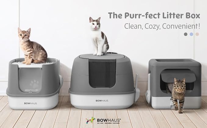 Foldable Cat Litter Box w/Lid, Scoop & Mat, Drawer Design Cat Toilet for Kitten, Two-Way Entry Kitty Litter Box, Odor Control & Easy to Clean, Blue-Mewly Pet