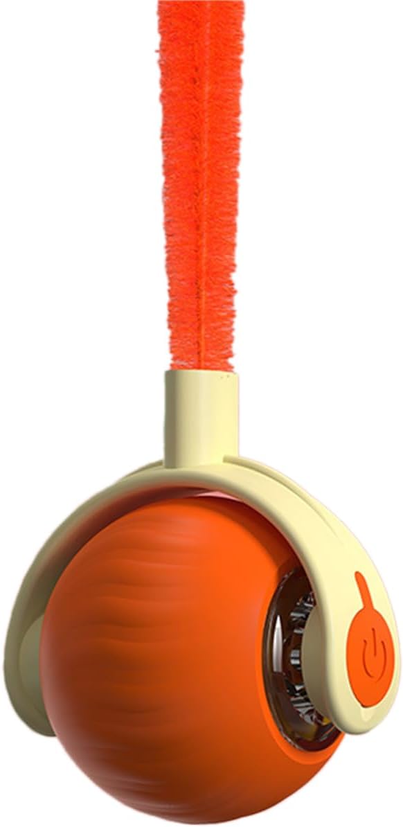 Interactive Cat Toy Ball | Automatic Moving Smart Anti-Depression Pet Toy with Light | Speedy Tail 3.0 Cat Mouse Toy | Electric Rechargeable Enrichment Toy for Indoor Bored Cats & Dogs (Orange)-Mewly Pet