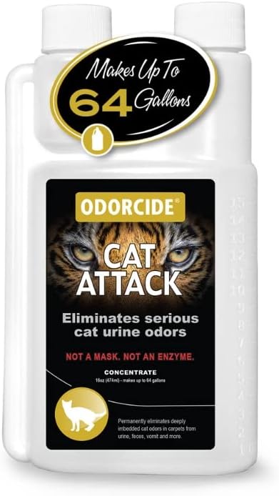 Odorcide Cat Attack Concentrate Odor Eliminator - Cat Urine Remover for Carpet & Upholstery - Litter Box Odor Eliminator - 16 oz-Mewly Pet