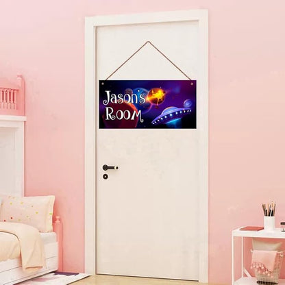 Personalized Signs Star Wall Hanging Sign, Motivational Hanging Plaque Sign Outer Space Room Wall Art, Alien Ship Nursery Decor for Boys Room Kids Playroom Classroom Decor