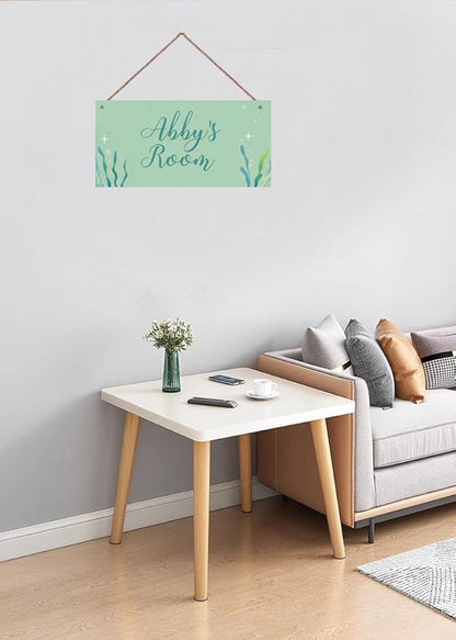 Personalized Signs Ocean Seaweed Sign For Kids Room Custom Name Door Wall Decor Floral Nursery Art Plate For Boys Room Girls Bedroom Little Man Cave