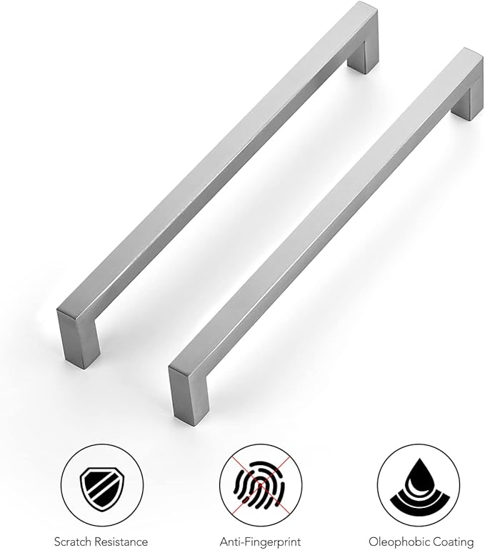 Ravinte 10 Pack 8-4/5 Inch Square Cabinet Handles - Satin Nickel & Brushed Nickel Drawer Pulls - Kitchen Cabinet Hardware