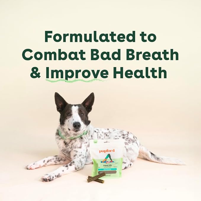 Pupford Dental Chews for Dogs, All-Natural 4-Inch Sticks for Plaque, Tartar & Bad Breath, Grooved Texture, Limited Ingredients, Made in USA (14 Count)-Mewly Pet