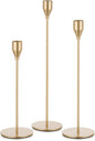 Gold Taper Candle Holders: Tall Candlestick Holder for Table Centerpiece Set of 3 Metal Candles Stick Holders Stand Wedding Decor