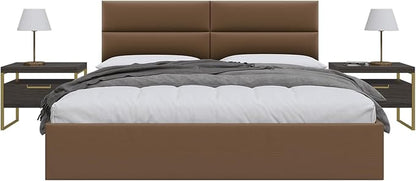 Vänt Upholstered Wall Panels - King/Cal King Size Wall Mounted Headboards - Vintage Leather Cognac - Twin/King - Set of 4 Panels (Each Individual Panel 39"x11.5")