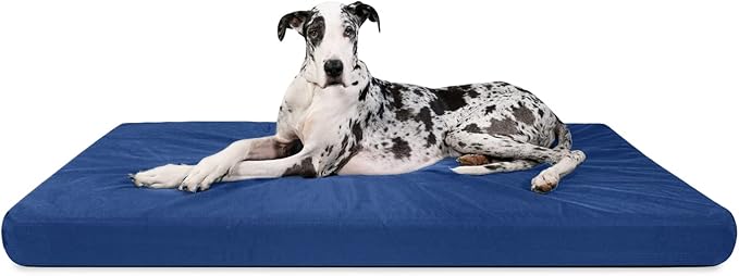 K9 Ballistics Tough Ripstop Orthopedic Rectangle Dog Bed Removable Washable Cover, Solid Orthopedic Foam for Size XXL Giant Big Dogs 68"x40", Blue Quartz-Mewly Pet