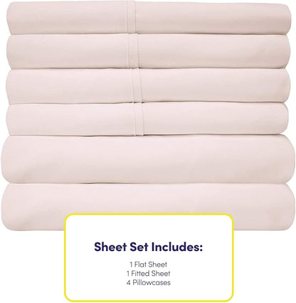 King Size Bed Sheets - 6 Piece 1500 Supreme Collection Fine Brushed Microfiber Deep Pocket King Sheet Set Bedding - 2 Extra Pillow Cases, Great Value, King, Pale Pink