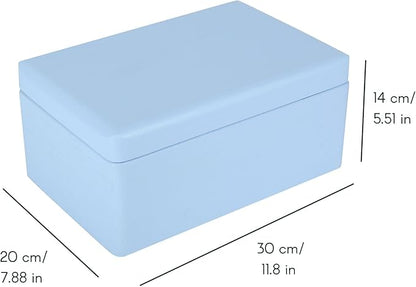 Large Blue Wooden Box Storage with Hinged Lid | 11.8 x 7.87 x 5.51 inches (+-0.5) | Gift Box Storage | Product NOT Intended for 15 Years OR Below